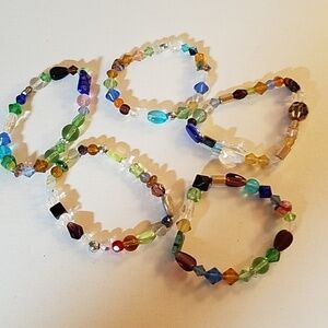 Set 5 Handmade Bead Stretch 8" Bracelets